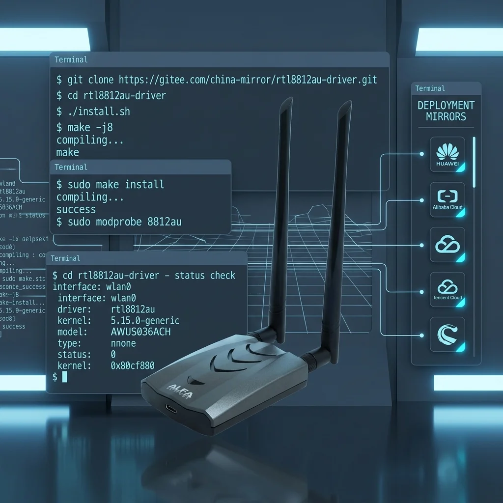 Guide d'installation du pilote ALFA AWUS036ACH pour la Chine : Kali Linux, Ubuntu, Debian & Raspberry Pi
