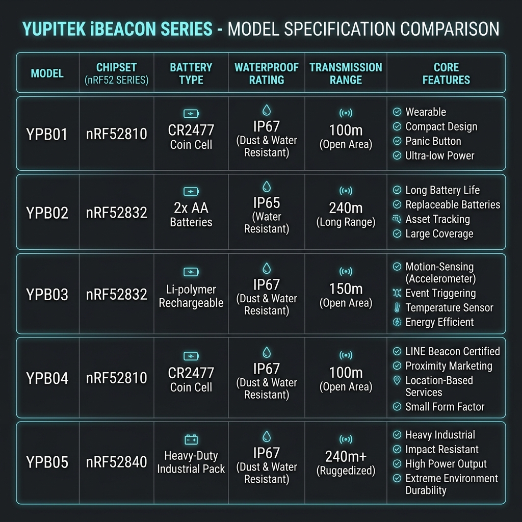 iBeacon Series Comparison Matrix