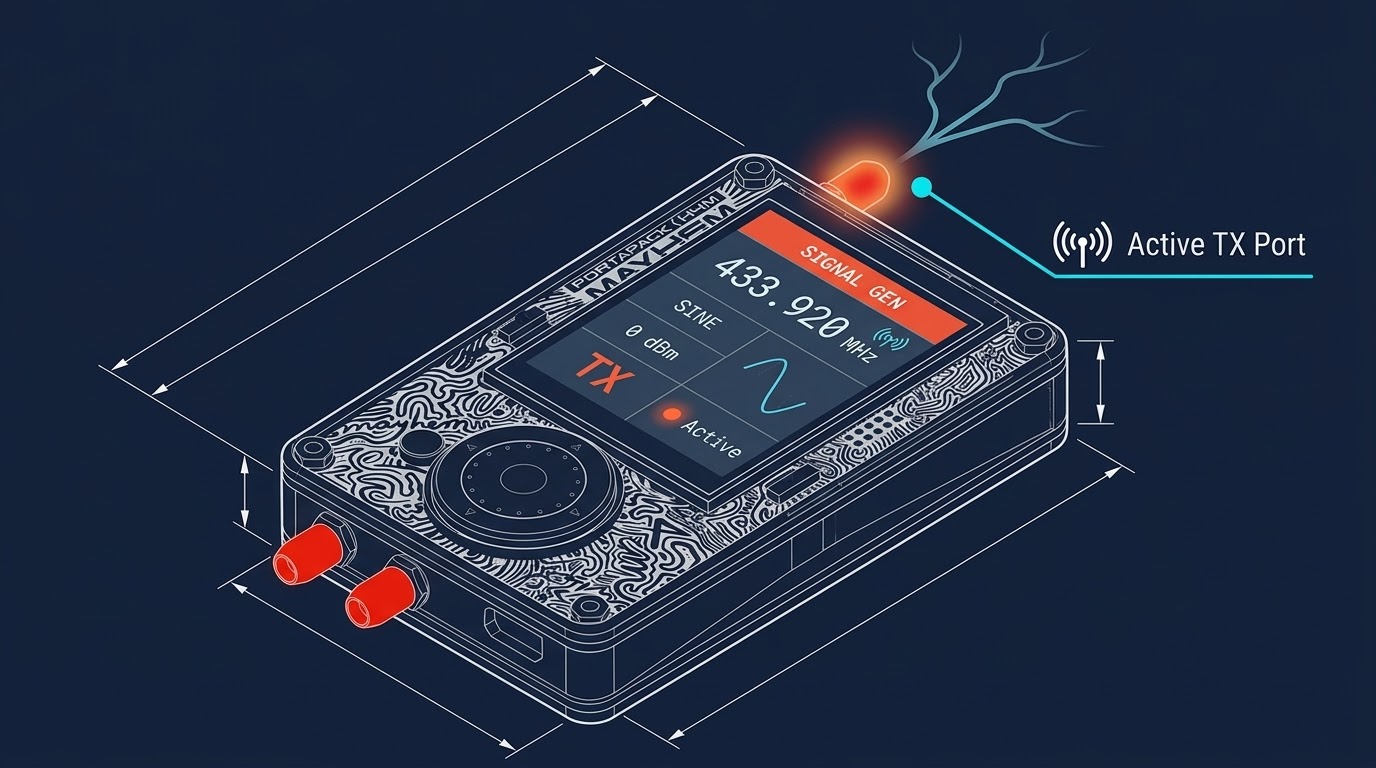 Signal Generator active status indicator confirming the RF stage is transmitting